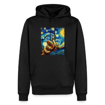 Kugelpython Schlange Sternennacht Gemälde - Männer Premium Bio Hoodie - Schwarz - Vorne - Nico (187cm)