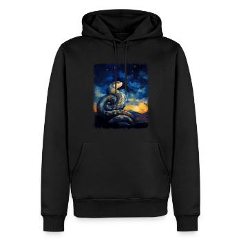 Kugelpython Schlange Sternennacht Gemälde - Männer Premium Bio Hoodie - Schwarz - Vorne - Nico (187cm)