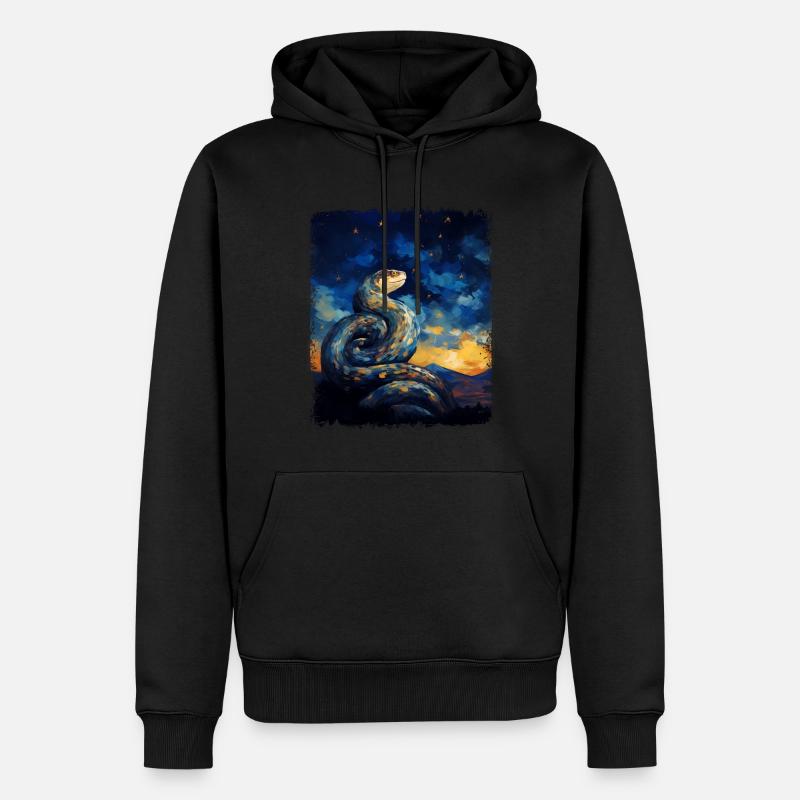 Kugelpython Schlange Sternennacht Gemälde - Männer Premium Bio Hoodie - Schwarz