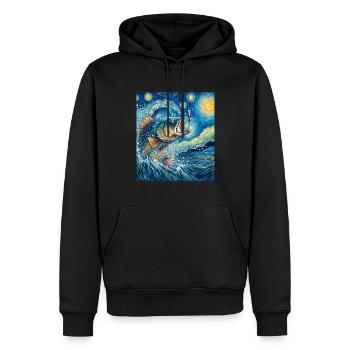 Pêche à l’achigan Pêcheur de poisson bar Nuit étoilée Mâle - Sweat à capuche Premium bio Homme - noir - Devant - Nico (187cm)