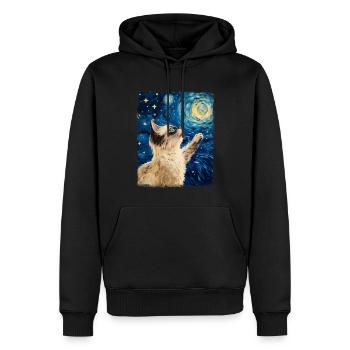 Chat de Birmanie Peinture Nuit étoilée - Sweat à capuche Premium bio Homme - noir - Devant - Nico (187cm)