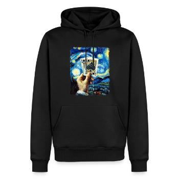 Blackjack Cartes de jeu Nuit étoilée Peinture - Sweat à capuche Premium bio Homme - noir - Devant - Nico (187cm)