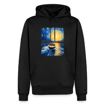 Bateau Conducteur Batelier Nuit étoilée Ge - Sweat à capuche Premium bio Homme - noir - Devant - Nico (187cm)