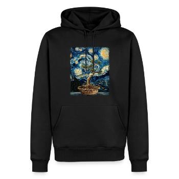 Bonsaï Arbre Zen Japonais Nuit Étoilée Peinture - Sweat à capuche Premium bio Homme - noir - Devant - Nico (187cm)
