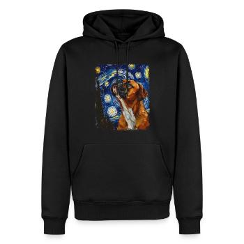 Boxer Dog Starry Night Painting - Men’s Premium Organic Hoodie - black - Front - Nico (187cm)