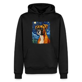 Boxer Dog Starry Night Painting - Men’s Premium Organic Hoodie - black - Front - Nico (187cm)