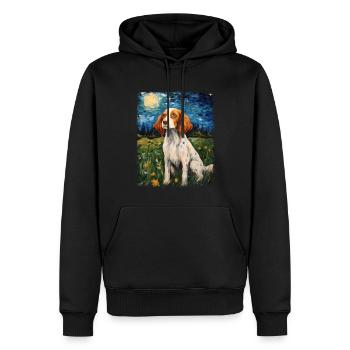 Brittany Spaniel Chien Nuit étoilée Peinture - Sweat à capuche Premium bio Homme - noir - Devant - Nico (187cm)
