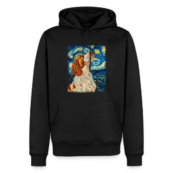 Brittany Spaniel Chien Nuit étoilée Peinture - Sweat à capuche Premium bio Homme - noir - Devant - Nico (187cm)