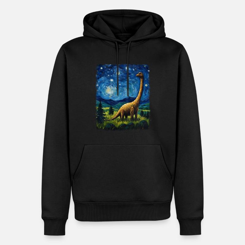 Brontosaurus Dinosaurier Sternennacht Gemälde - Männer Premium Bio Hoodie - Schwarz