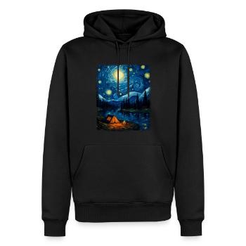Camping Camper Tent Starry Night Painting - Men’s Premium Organic Hoodie - black - Front - Nico (187cm)