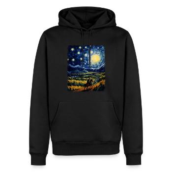 cavalier équitation dressage nuit étoilée peinture - Sweat à capuche Premium bio Homme - noir - Devant - Nico (187cm)