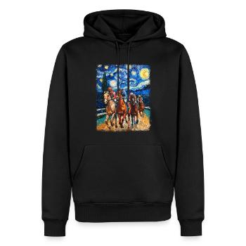 Courses de chevaux Équitation Nuit étoilée Peinture - Sweat à capuche Premium bio Homme - noir - Devant - Nico (187cm)