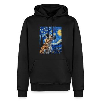 Hyäne Afrikanisches Tier Sternennacht-Gemälde - Männer Premium Bio Hoodie - Schwarz - Vorne - Nico (187cm)