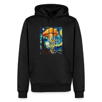 Méduse Océan Nuit étoilée Peinture - Sweat à capuche Premium bio Homme - noir - Devant - Nico (187cm)