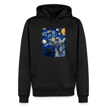 Irischer Wolfshund Hund Sternennacht Gemälde - Männer Premium Bio Hoodie - Schwarz - Vorne - Nico (187cm)