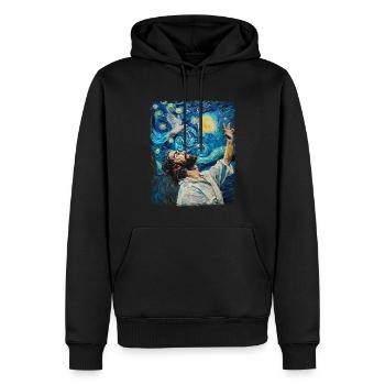 Jésus Colombe Blanche Chrétien Nuit étoilée Peinture - Sweat à capuche Premium bio Homme - noir - Devant - Nico (187cm)
