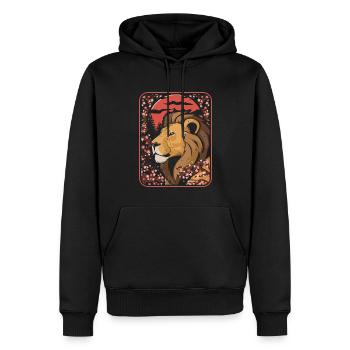 Löwe Japan Cherry Blossom Moon - Männer Premium Bio Hoodie - Schwarz - Vorne - Nico (187cm)
