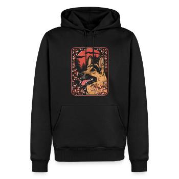 Schäferhund Japan Cherry Blossom Moon - Männer Premium Bio Hoodie - Schwarz - Vorne - Nico (187cm)