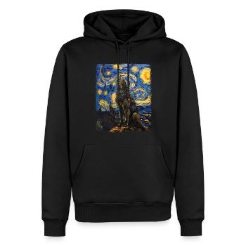 loup-garou loups hurlant peinture nuit étoilée - Sweat à capuche Premium bio Homme - noir - Devant - Nico (187cm)