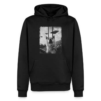 Akita chien OVNI Alien Alien Selfie - Sweat à capuche Premium bio Homme - noir - Devant - Nico (187cm)