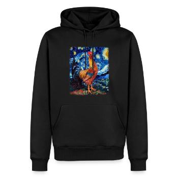 Ferme de poulets Ferme Nuit étoilée Peintres - Sweat à capuche Premium bio Homme - noir - Devant - Nico (187cm)