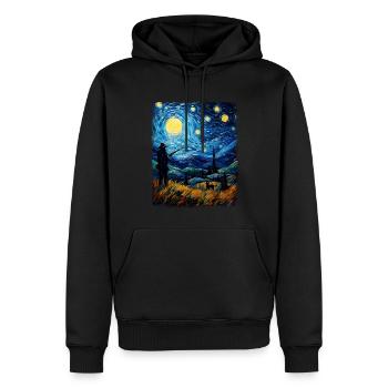 Coyote Hunt Coyote Hunter Starry Night Painting - Men’s Premium Organic Hoodie - black - Front - Nico (187cm)