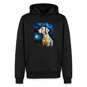 Chien dalmatien Nuit étoilée Peinture - Sweat à capuche Premium bio Homme - noir - Devant - Nico (187cm)