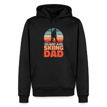 Ski Après-ski Papa juste un papa skieur - Sweat à capuche Premium bio Homme - noir - Devant - Nico (187cm)