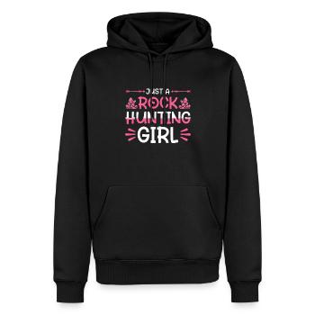 Géologue Collectionneur de pierres Juste une fille chasseuse de roches - Sweat à capuche Premium bio Homme - noir - Devant - Nico (187cm)