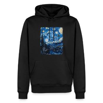 Pigeon Hunt Pigeon Hunter Starry Night Painting - Men’s Premium Organic Hoodie - black - Front - Nico (187cm)