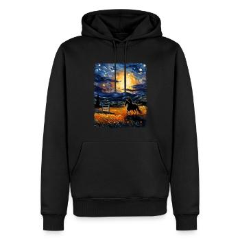 Dressurpferd Reiten Reitsport Sternennacht Gemälde - Männer Premium Bio Hoodie - Schwarz - Vorne - Nico (187cm)