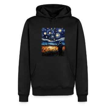 Chasse aux canards Chasseur de canards Peinture de nuit étoilée - Sweat à capuche Premium bio Homme - noir - Devant - Nico (187cm)