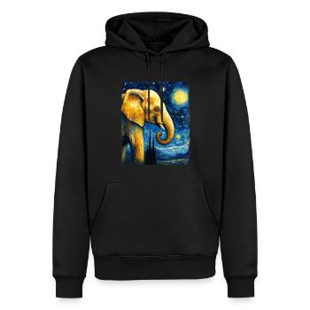 Éléphant Animal Nuit étoilée Peinture - Sweat à capuche Premium bio Homme - noir - Devant - Nico (187cm)