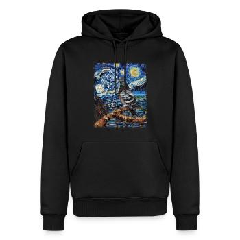 Pigeon Hunt Pigeon Hunter Starry Night Painting - Men’s Premium Organic Hoodie - black - Front - Nico (187cm)