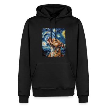 Pitbull Pittie Hund Sternennacht Gemälde - Männer Premium Bio Hoodie - Schwarz - Vorne - Nico (187cm)
