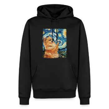 Chien de Poméranie Peinture Nuit Étoilée - Sweat à capuche Premium bio Homme - noir - Devant - Nico (187cm)