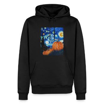 Peinture d’étoile filante de citrouille - Sweat à capuche Premium bio Homme - noir - Devant - Nico (187cm)