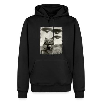Keeshond chien OVNI Alien Alien Selfie - Sweat à capuche Premium bio Homme - noir - Devant - Nico (187cm)