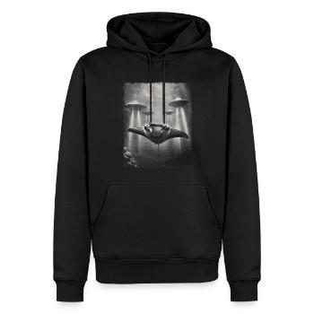 Raie Manta, Raie Stingray, OVNI, Alien, Alien - Sweat à capuche Premium bio Homme - noir - Devant - Nico (187cm)