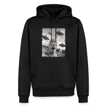 Momie Halloween OVNI Alien Alien Selfie - Sweat à capuche Premium bio Homme - noir - Devant - Nico (187cm)
