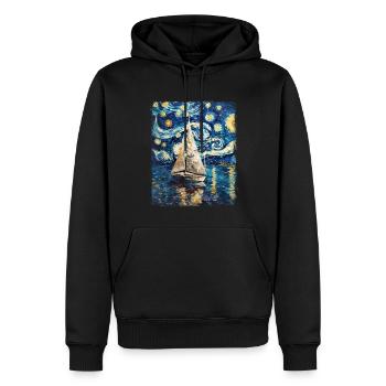 voilier bateau voilier peinture nuit étoilée - Sweat à capuche Premium bio Homme - noir - Devant - Nico (187cm)