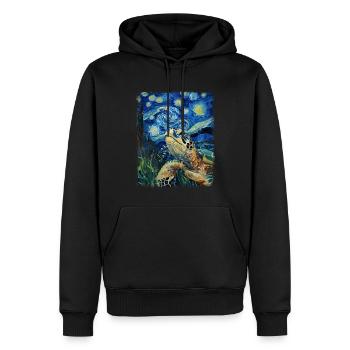 Tortue de mer Océan Nuit étoilée Peinture - Sweat à capuche Premium bio Homme - noir - Devant - Nico (187cm)