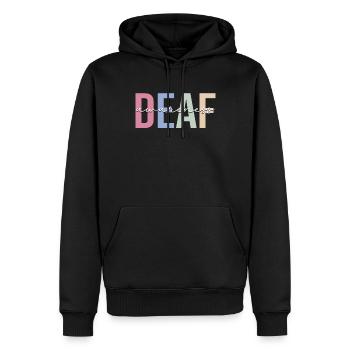 Awareness of Deafness Deafness Amer - Men’s Premium Organic Hoodie - black - Front - Nico (187cm)