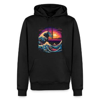 Grande vague de l’esthétique de l’art japonais de Kanagawa - Sweat à capuche Premium bio Homme - noir - Devant - Nico (187cm)