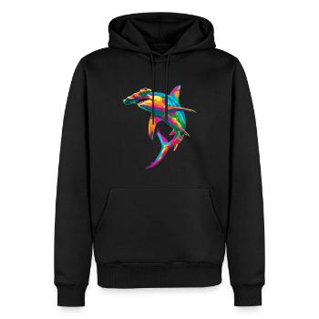 Hammerhai Ozean Tier Popart - Männer Premium Bio Hoodie - Schwarz - Vorne - Nico (187cm)