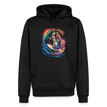 Hamster Hammy Strand Surfen Sonnenbrille Popart - Männer Premium Bio Hoodie - Schwarz - Vorne - Nico (187cm)