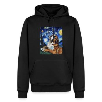 Chien Saint-Bernard Peinture Nuit Étoilée - Sweat à capuche Premium bio Homme - noir - Devant - Nico (187cm)