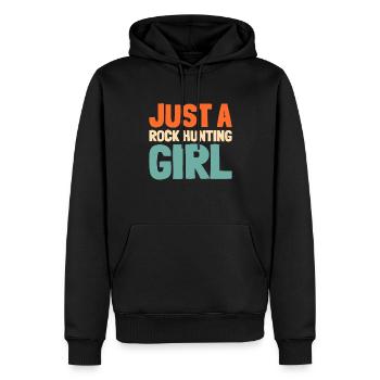 Géologue Collectionneur de pierres Juste une fille chasseuse de roches - Sweat à capuche Premium bio Homme - noir - Devant - Nico (187cm)