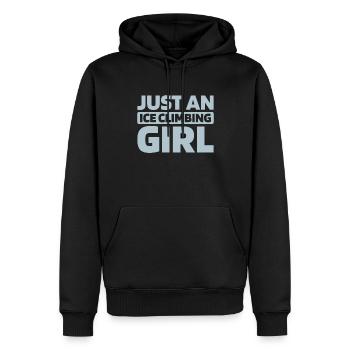 Eisklettern juste une fille d’escalade sur glace - Sweat à capuche Premium bio Homme - noir - Devant - Nico (187cm)
