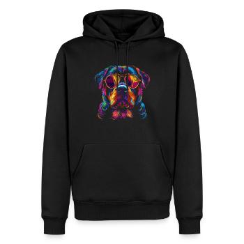 Rottweiler Hund Sonnenbrille Popart - Männer Premium Bio Hoodie - Schwarz - Vorne - Nico (187cm)